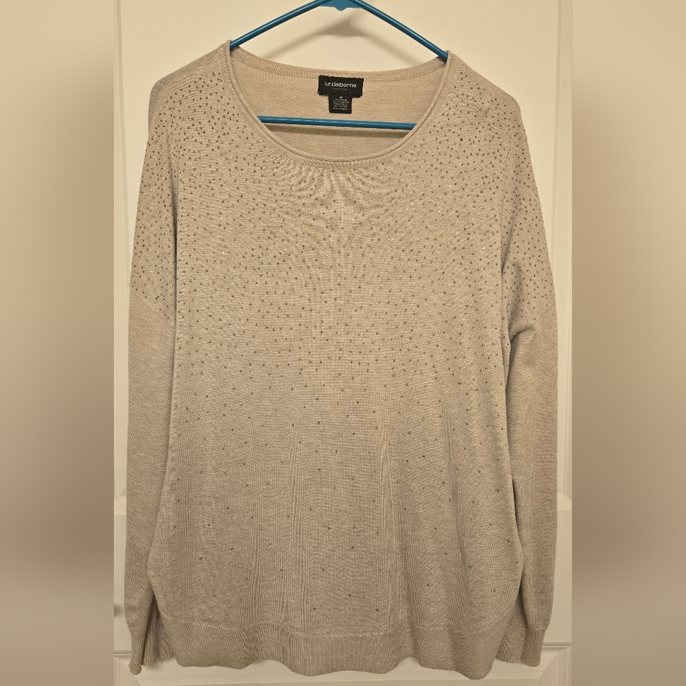 Beige Sparkle Long Sleeve Top